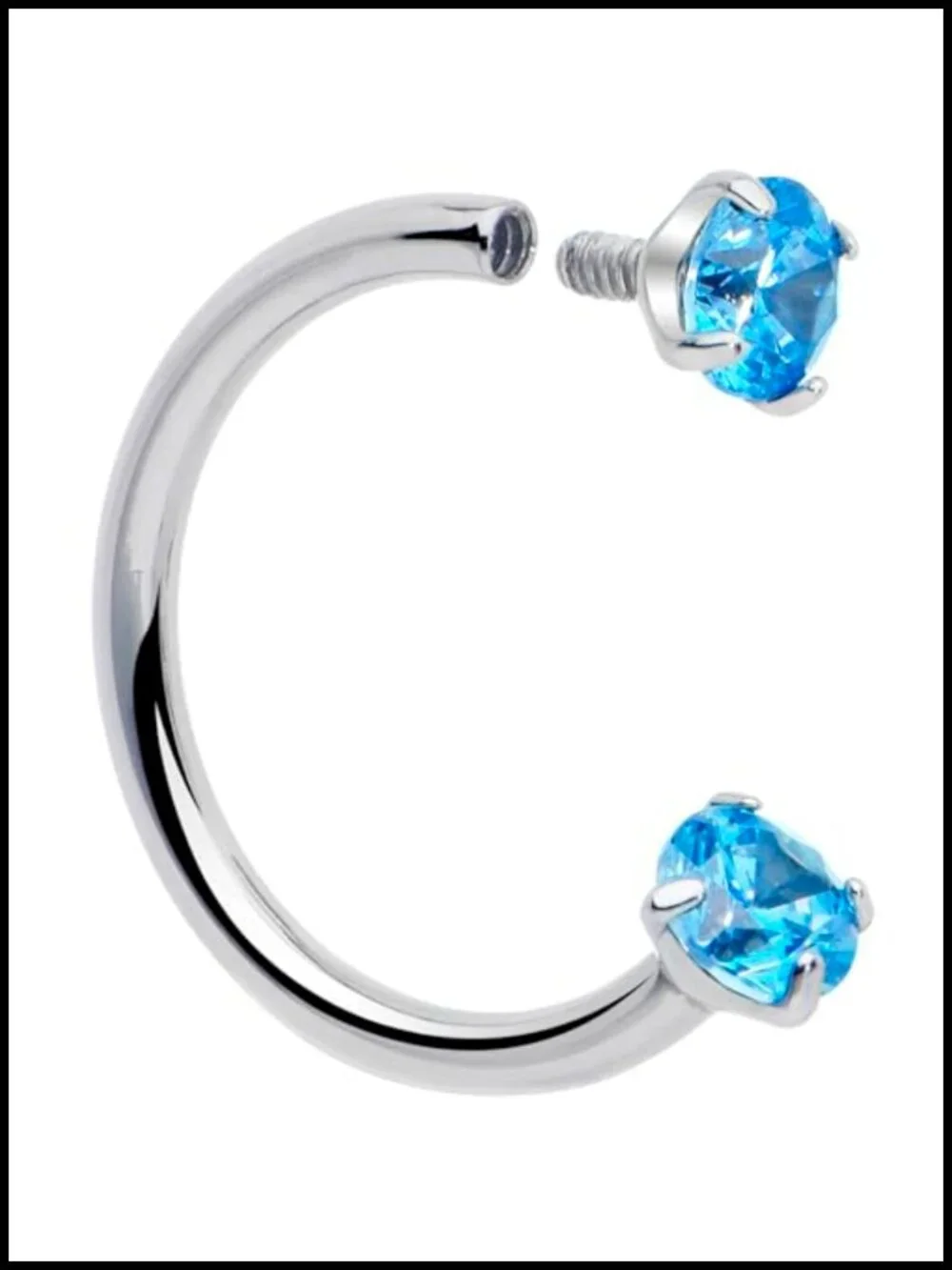 ASTM F136 Implant Titanium CZ Horseshoe Nose Ring Internally Threaded 18G 8mm
